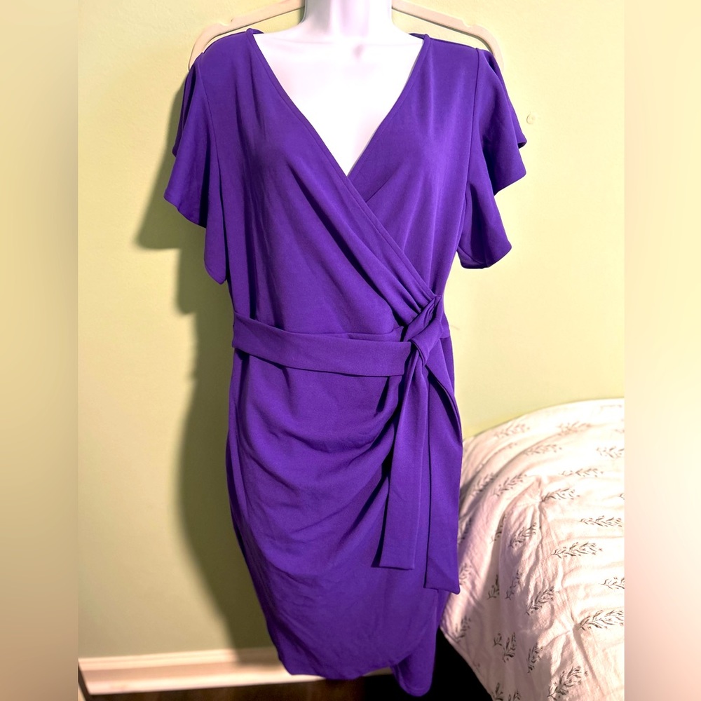 Beautifully flattering purple dress. Shows off all your curves . XL